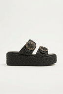 Mariella Fabiani - Flatform Sandals - Black Raffia
