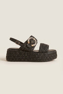 Mariella Fabiani - Flatform Sandals - Black Raffia