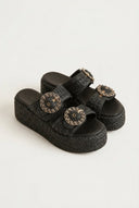 Mariella Fabiani - Flatform Sandals - Black Raffia