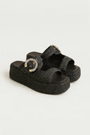 Mariella Fabiani - Flatform Sandals - Black Raffia
