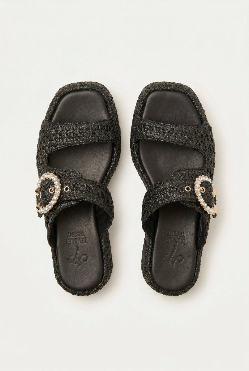 Mariella Fabiani - Flatform Sandals - Black Raffia
