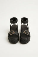 Mariella Fabiani - Flatform Sandals - Black Raffia