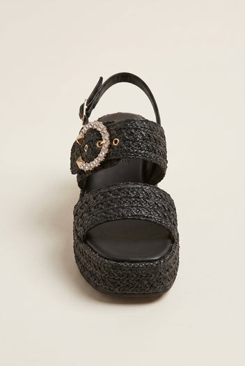 Mariella Fabiani - Flatform Sandals - Black Raffia