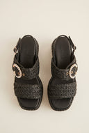 Mariella Fabiani - Flatform Sandals - Black Raffia