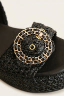 Mariella Fabiani - Flatform Sandals - Black Raffia