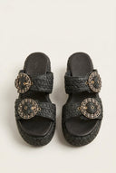 Mariella Fabiani - Flatform Sandals - Black Raffia