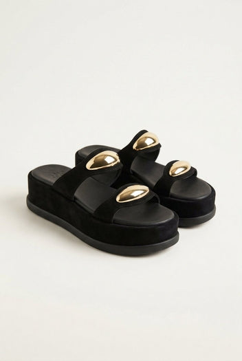 Mariella Fabiani - Flatform Sandals - Black Suede