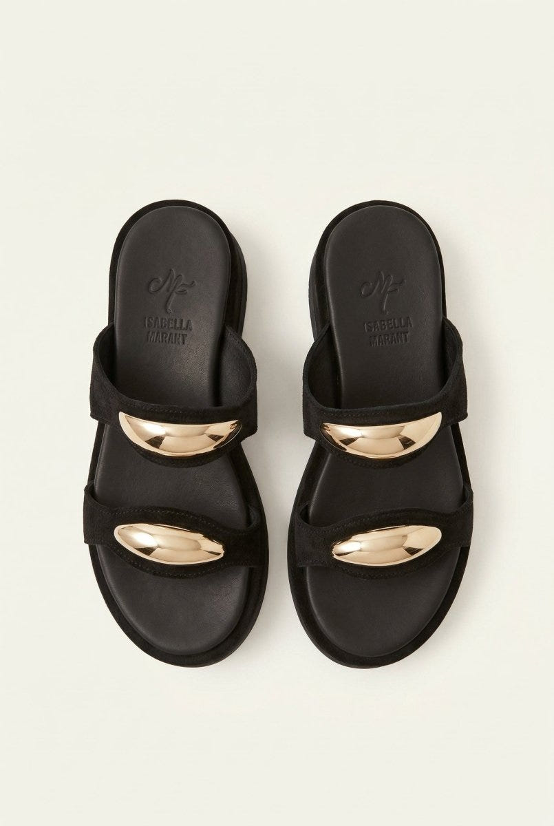 Mariella Fabiani - Flatform Sandals - Black Suede