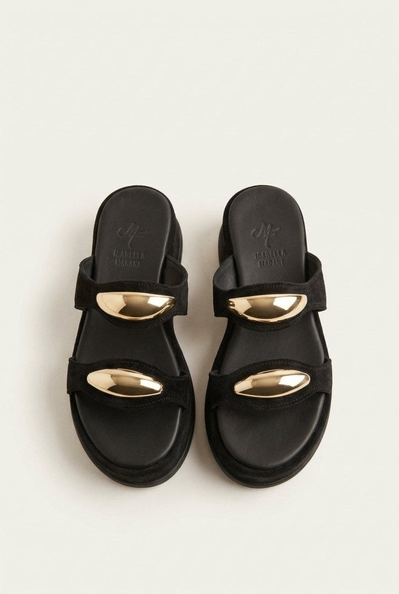Mariella Fabiani - Flatform Sandals - Black Suede