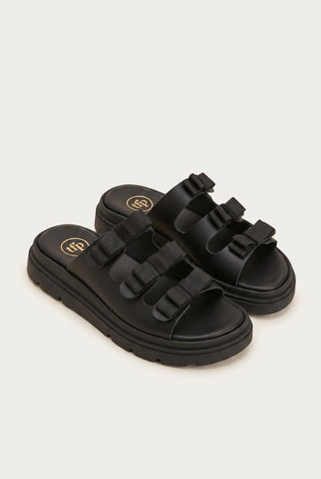 TFP - Flatform Sandals Bow Detail - Black Matte