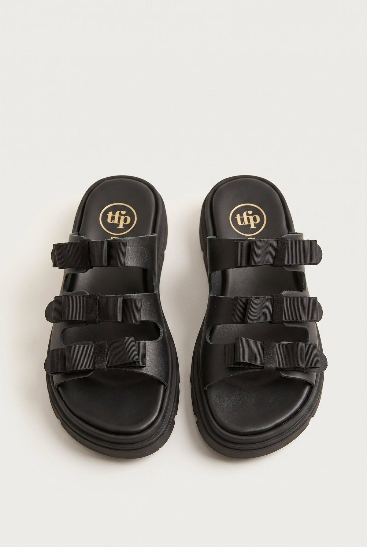 TFP - Flatform Sandals Bow Detail - Black Matte