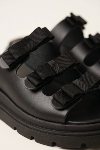 TFP - Flatform Sandals Bow Detail - Black Matte