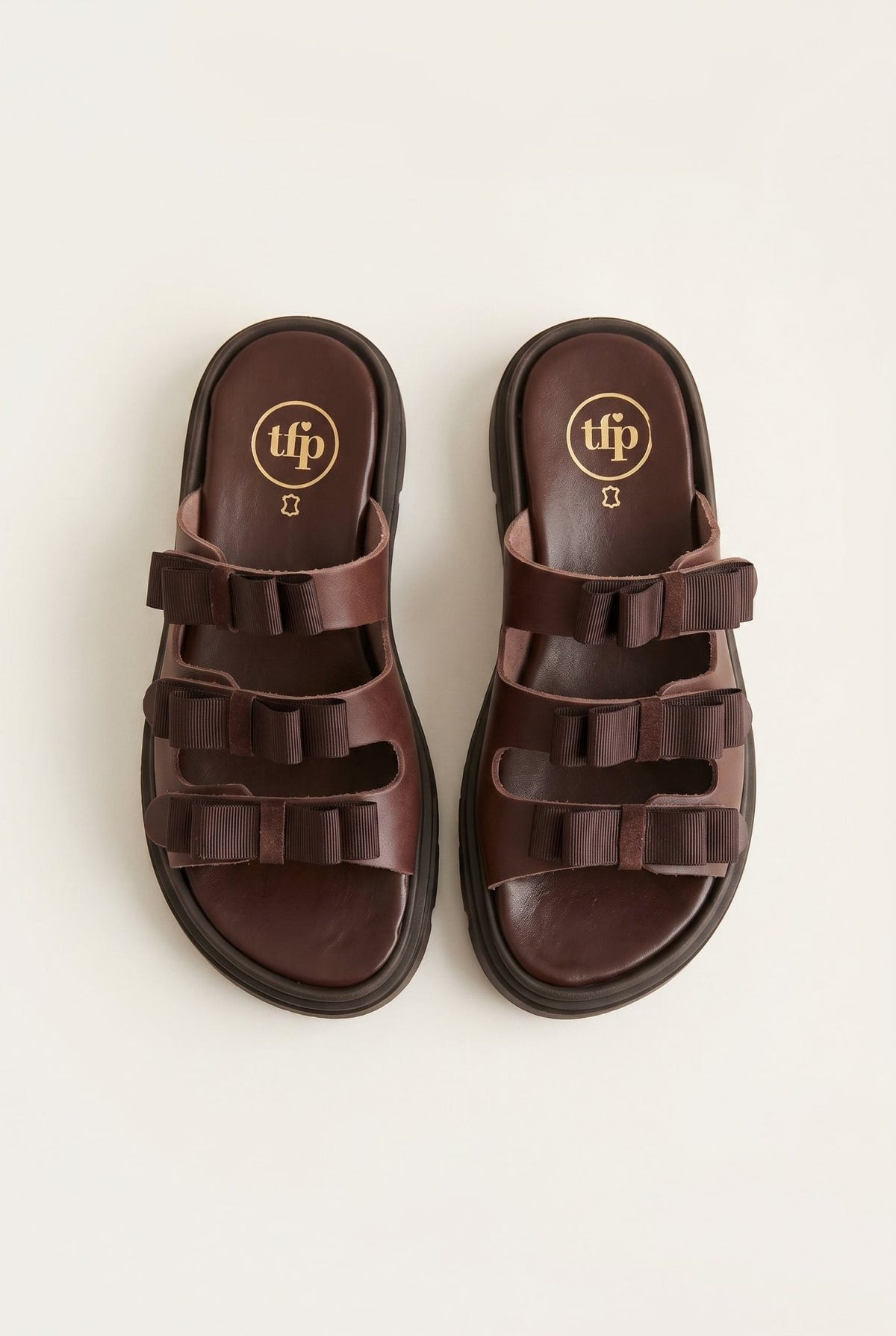 TFP - Flatform Sandals Bow Detail - Brown Matte