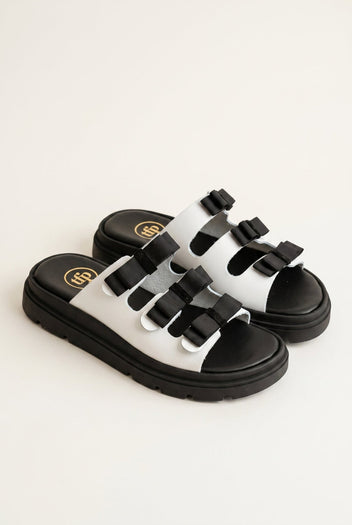 TFP - Flatform Sandals Bow Detail - White Matte