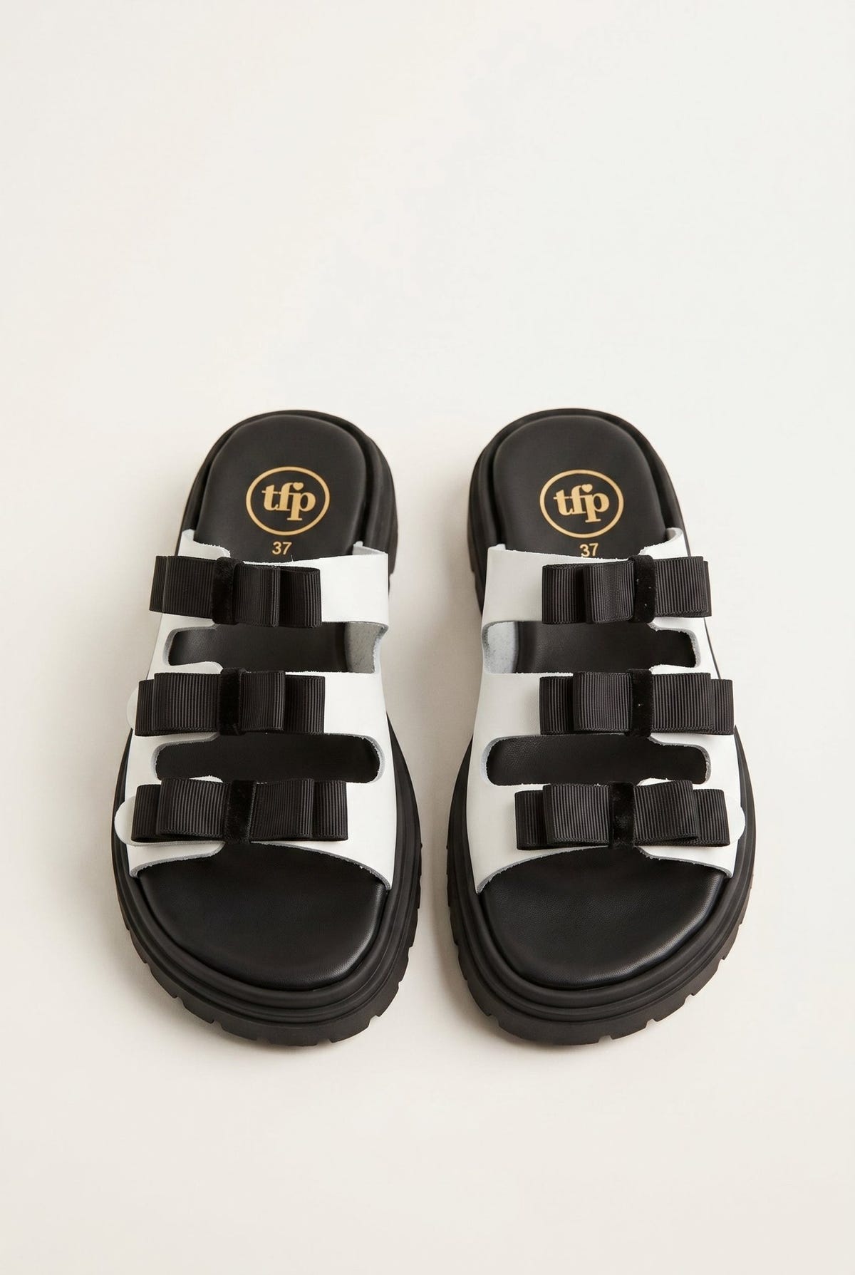 TFP - Flatform Sandals Bow Detail - White Matte