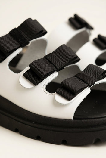 TFP - Flatform Sandals Bow Detail - White Matte