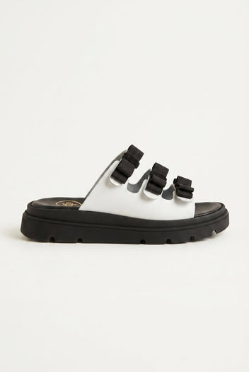 TFP - Flatform Sandals Bow Detail - White Matte