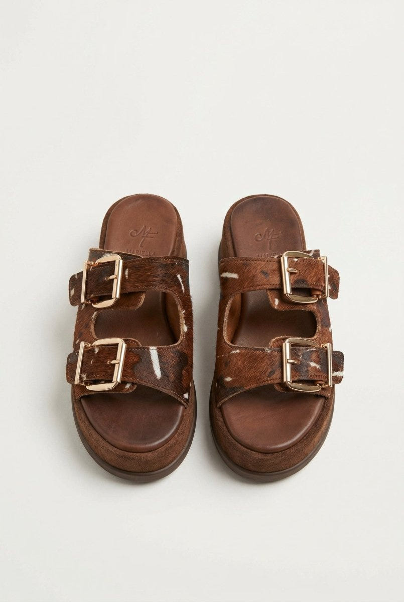 Mariella Fabiani - Flatform Sandals - Brown Cow Pony