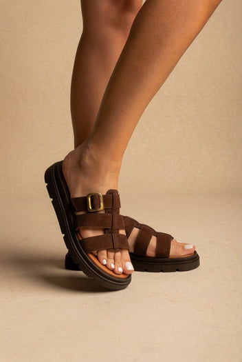 RAGAZZA - Flatform Sandals - Brown Suede