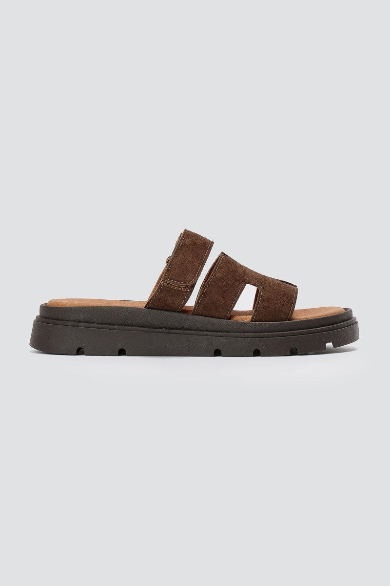 RAGAZZA - Flatform Sandals - Brown Suede