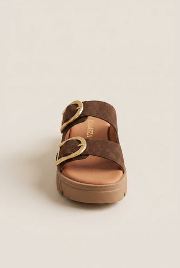 RAGAZZA - Flatform Sandals - Brown Suede