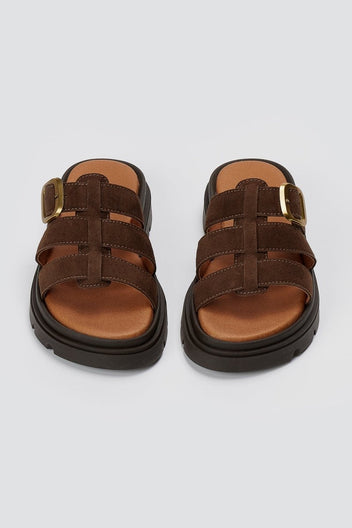 RAGAZZA - Flatform Sandals - Brown Suede