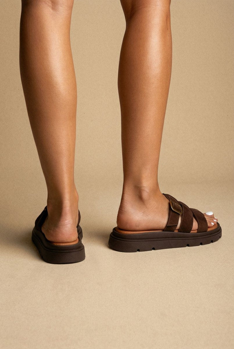 RAGAZZA - Flatform Sandals - Brown Suede