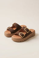 RAGAZZA - Flatform Sandals - Brown Suede