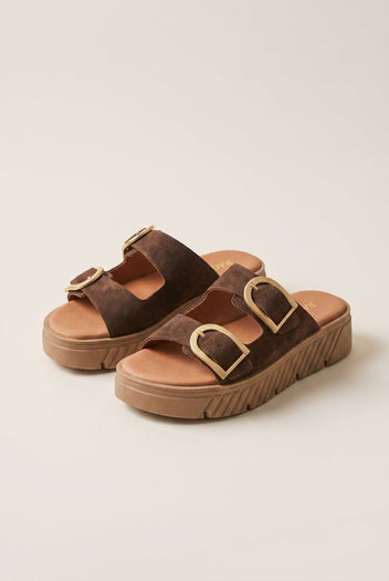 RAGAZZA - Flatform Sandals - Brown Suede