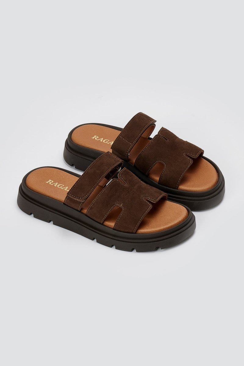 RAGAZZA - Flatform Sandals - Brown Suede