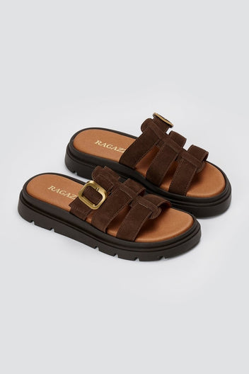RAGAZZA - Flatform Sandals - Brown Suede