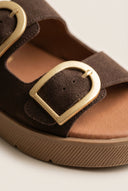 RAGAZZA - Flatform Sandals - Brown Suede