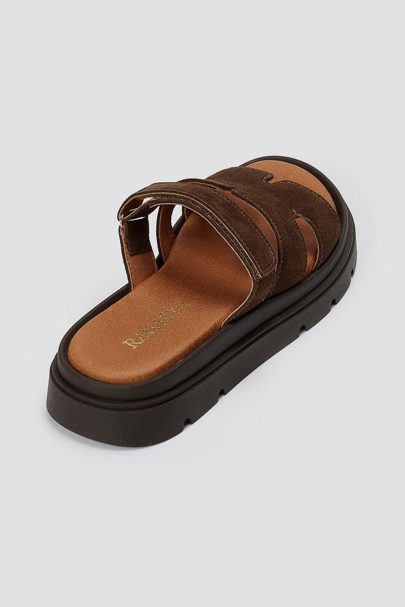 RAGAZZA - Flatform Sandals - Brown Suede
