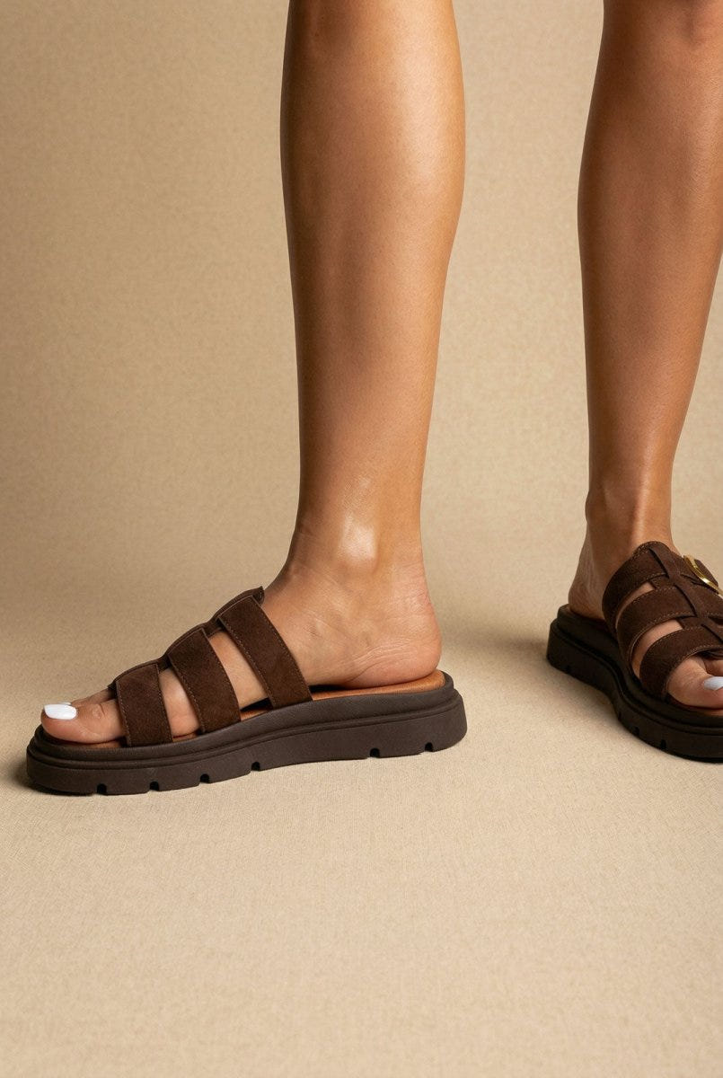 RAGAZZA - Flatform Sandals - Brown Suede