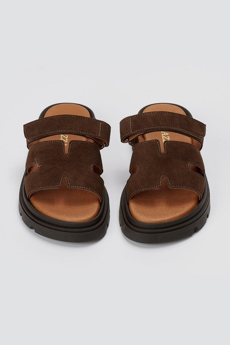 RAGAZZA - Flatform Sandals - Brown Suede