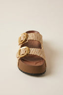 ATENEO - Flatform Sandals Buckle Detail - Beige Raffia