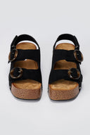 BOTEGGA 22 - Flatform Sandals Buckle Detail - Black Suede