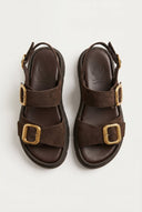 TFP - Flatform Sandals Buckle Detail - Brown Suede