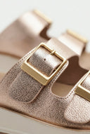 La Coquette - Flatform Sandals Buckle Detail - Champagne Metallic