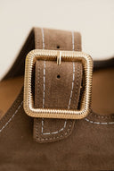 ATENEO - Flatform Sandals Buckle Detail - Taupe Suede