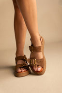 TFP - Flatform Sandals Buckle Detail - Taupe Suede