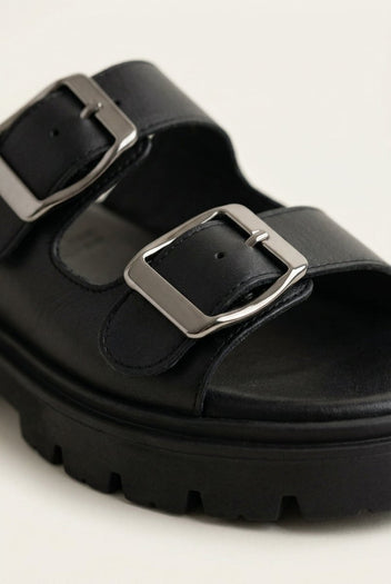 TFP - Flatform Sandals Buckle Straps - Black Matte