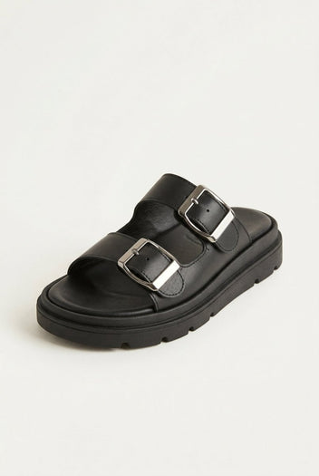 TFP - Flatform Sandals Buckle Straps - Black Matte