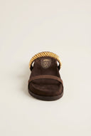 IRIS - Flatform Sandals Chain Detail - Brown Suede