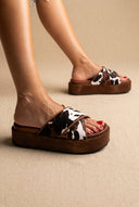 ATENEO - Flatform Sandals Crossover - Brown Cow Pony