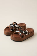 ATENEO - Flatform Sandals Crossover - Brown Cow Pony