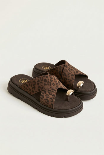 TFP - Flatform Sandals Crossover - Leopard suede