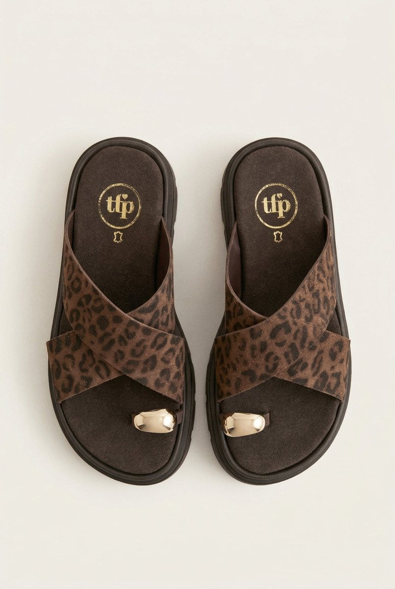 TFP - Flatform Sandals Crossover - Leopard suede