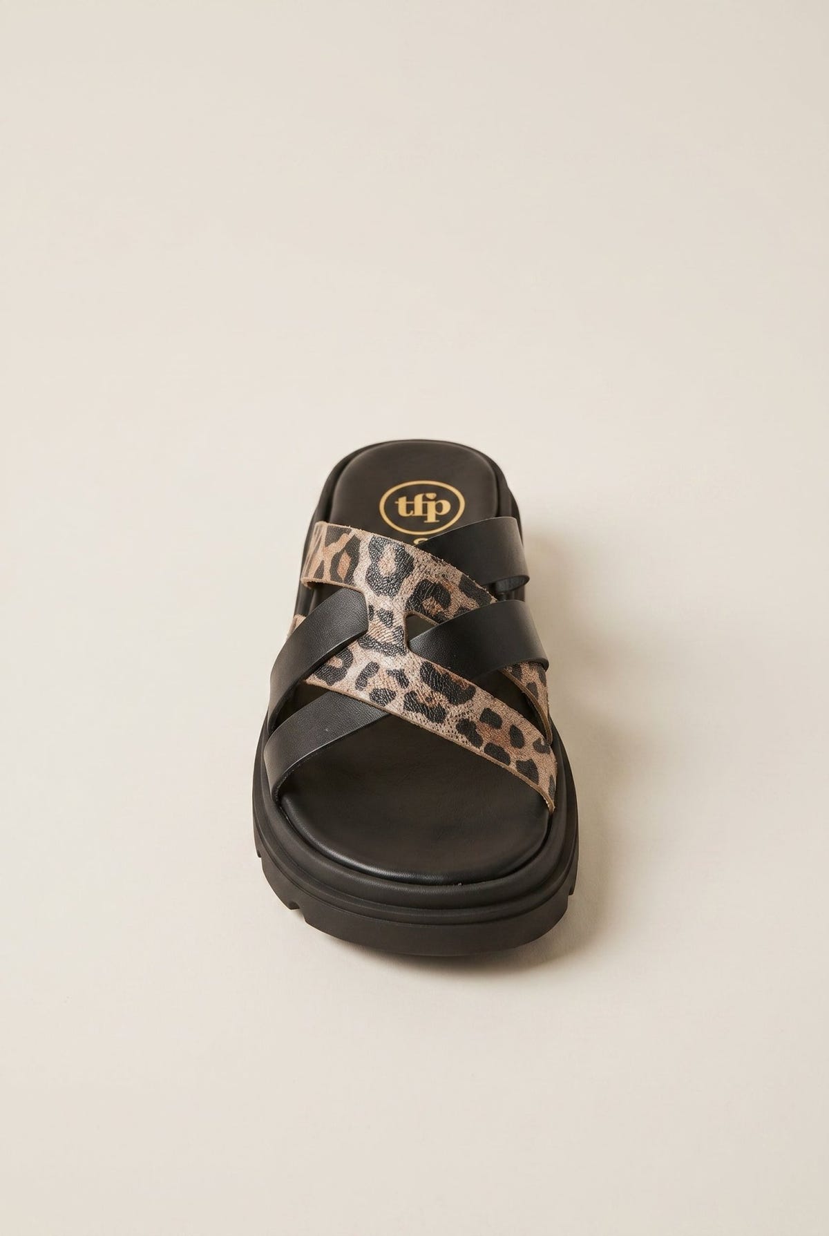 TFP - Flatform Sandals Leopard Detail - Black/Leopard