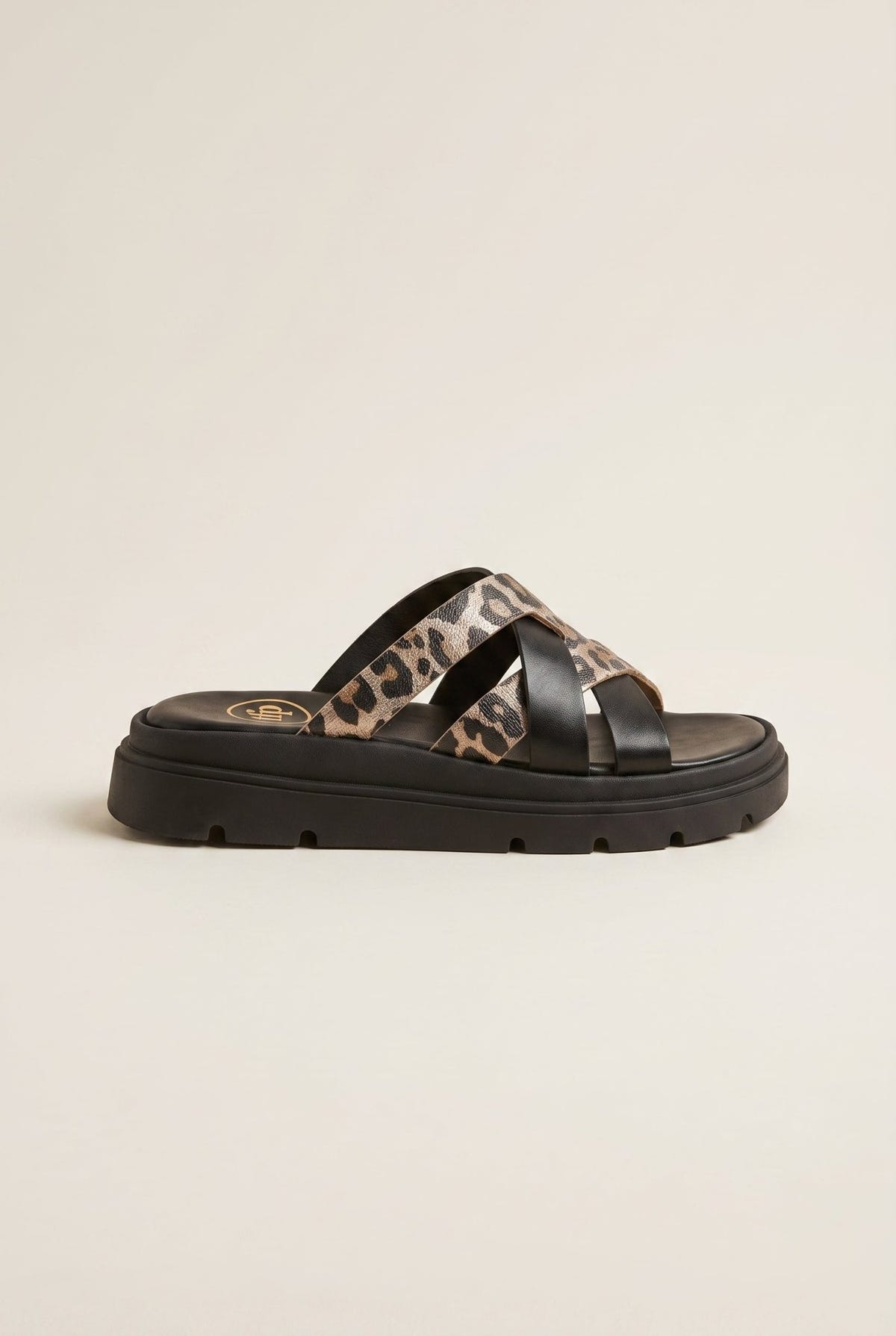 TFP - Flatform Sandals Leopard Detail - Black/Leopard